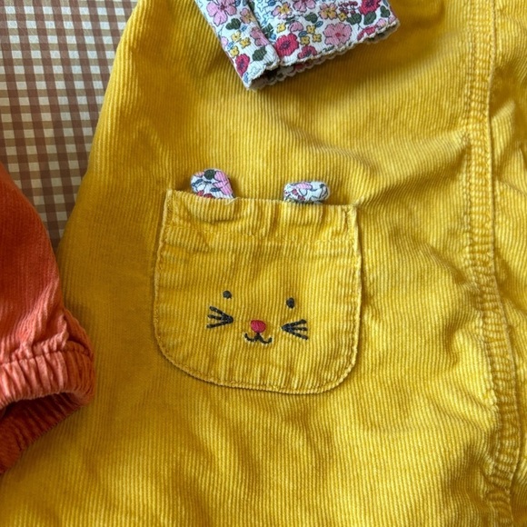 Carter’s Pinafore dress mouse pocket floral flowers + Orange romper.18 month - Picture 6 of 15